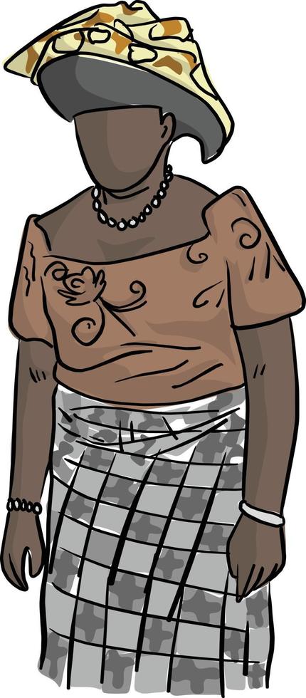 mujer africana gorda con vector de traje local