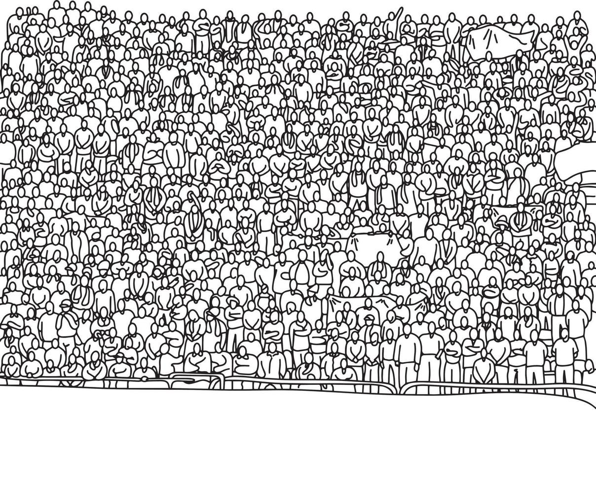 Doodle multitud de personas en el estadio ilustración vectorial boceto dibujado a mano vector