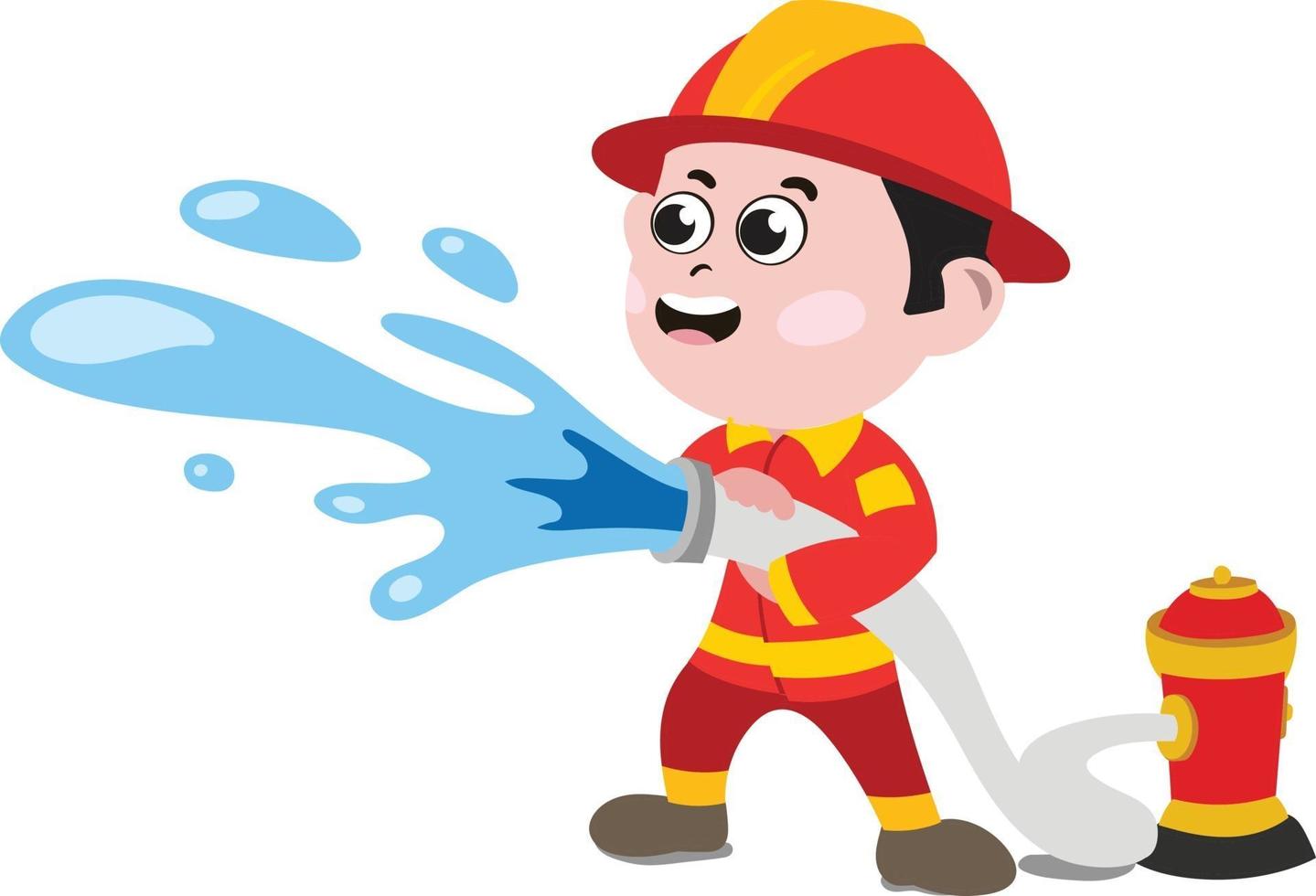 Kids in different professions. Professional Kid Firefighter. vector