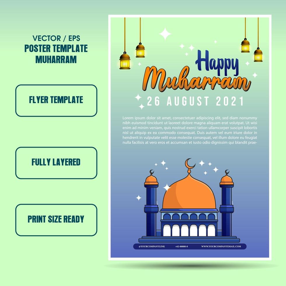 Muharram islamic holiday flyer or poster template vector