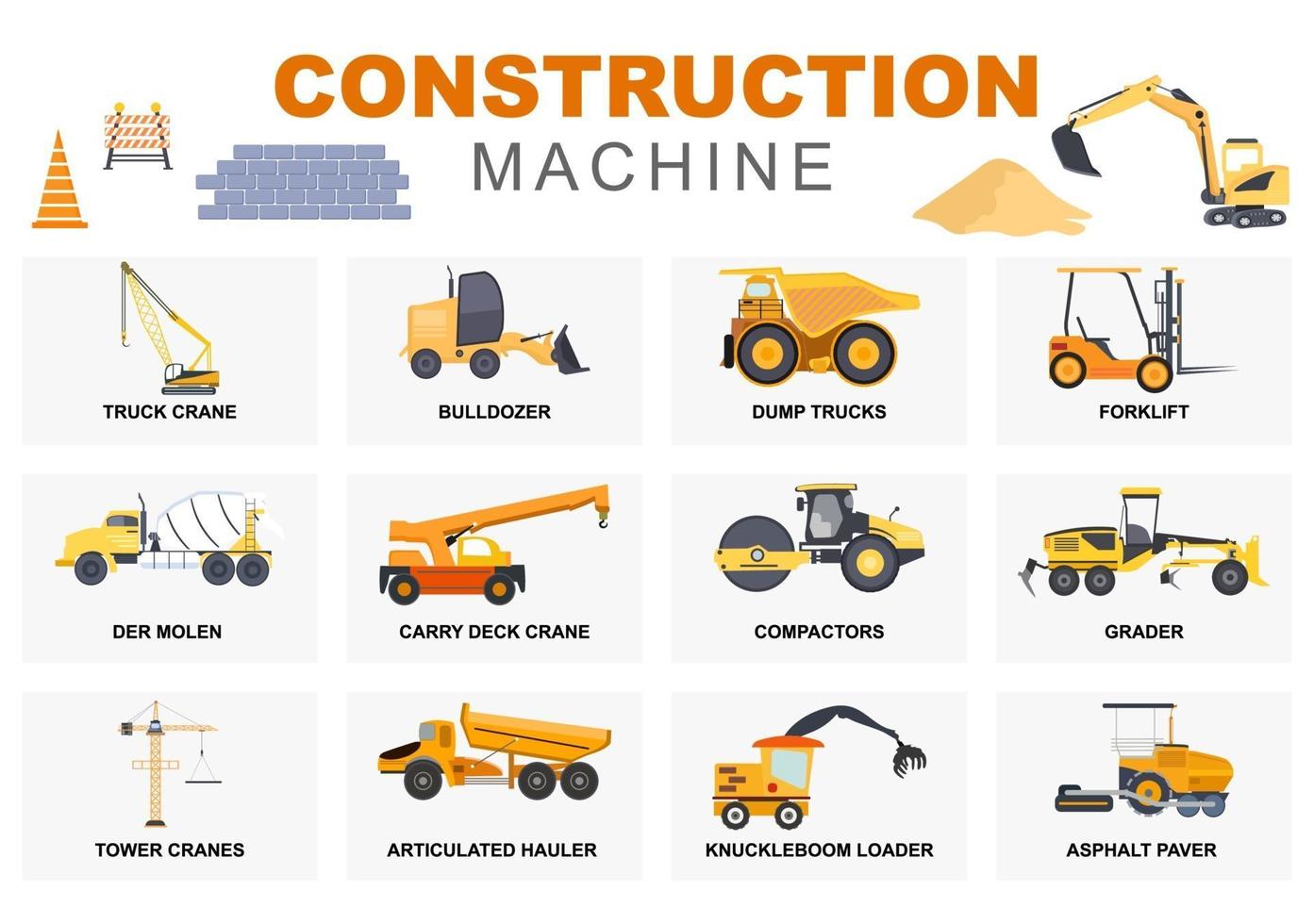 Set Construction Machine of Real Estate Vector illustration