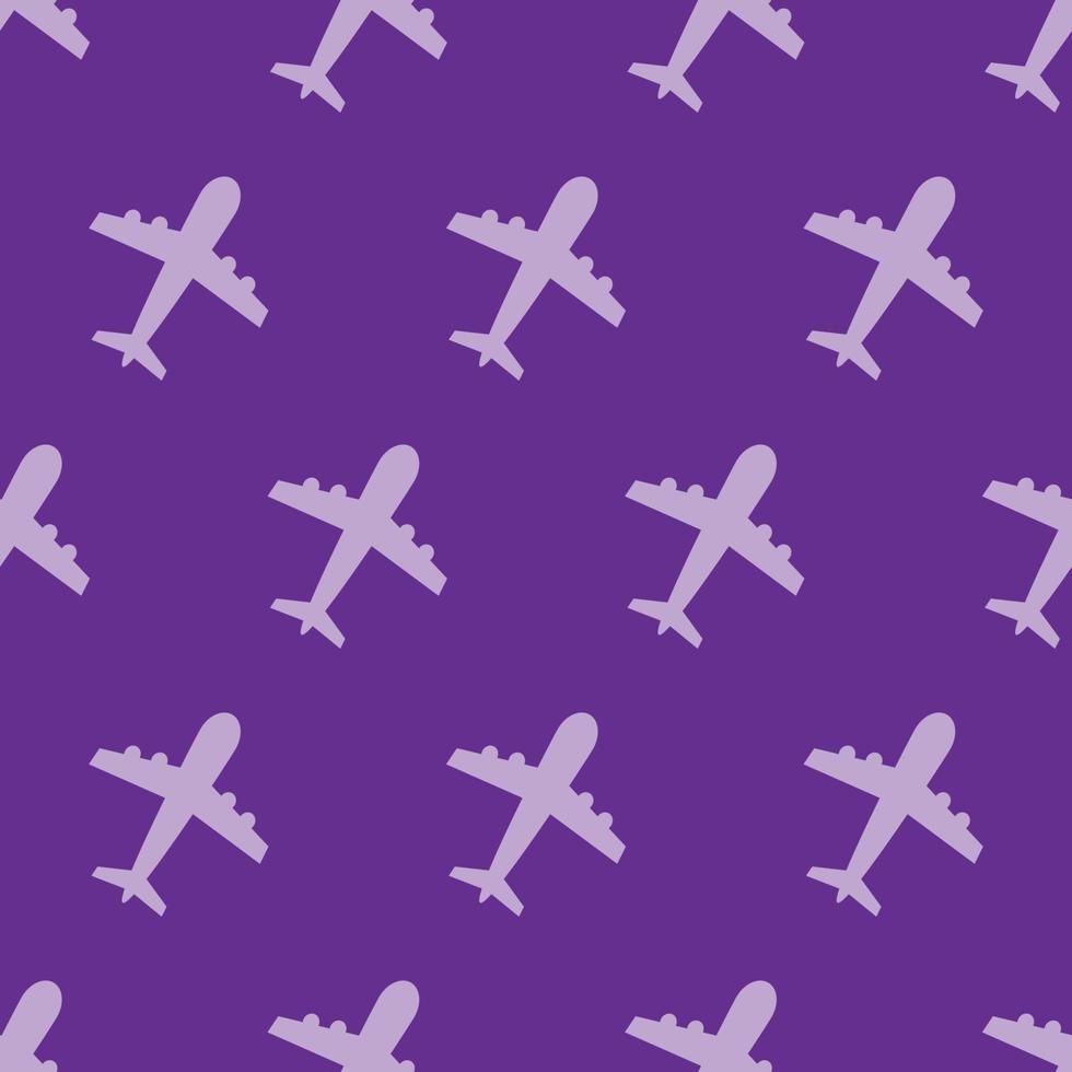 seamless pattern two color plane icon with purple background vector