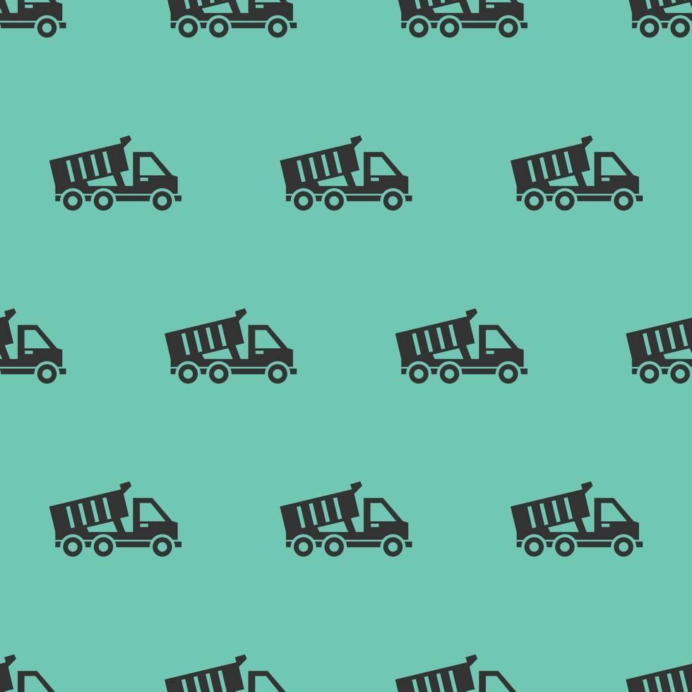 seamless pattern two color dump truck icon with tosca background vector