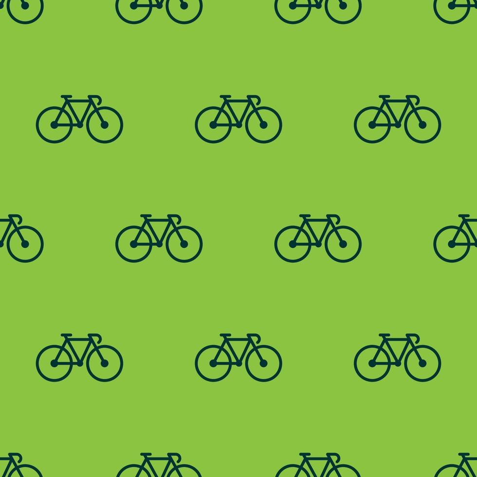 seamless pattern two color bicycle icon with green background vector
