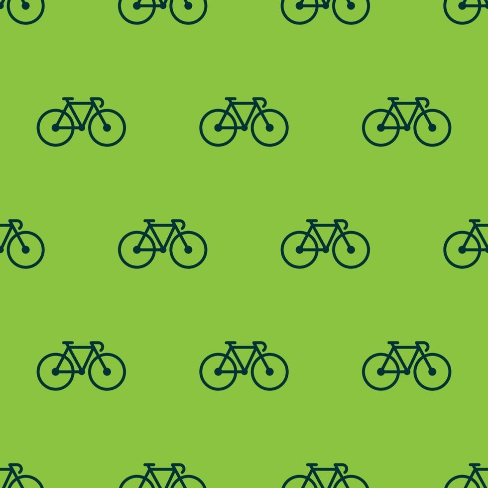 Icono de bicicleta de dos colores de patrones sin fisuras con fondo verde vector