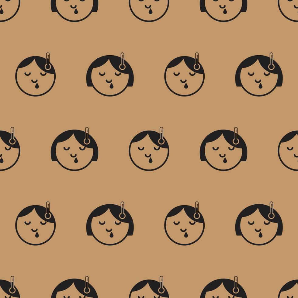 seamless pattern influenza virus kid icon with light brown background vector