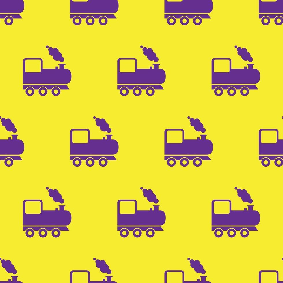 seamless pattern two color train icon with yellow background vector