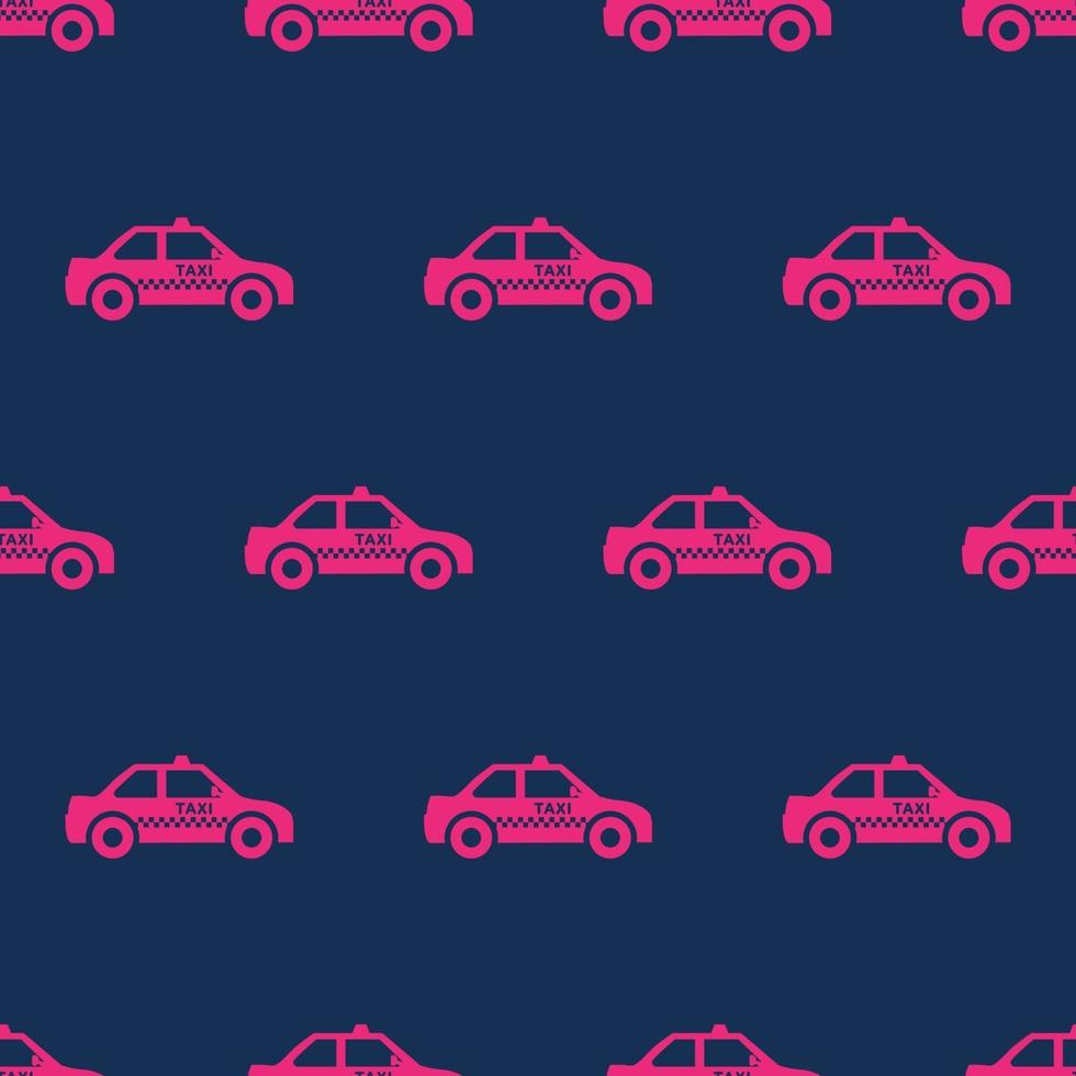 seamless pattern two color taxi icon with dark blue background vector