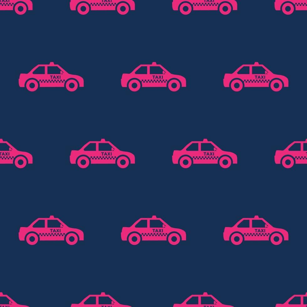 seamless pattern two color taxi icon with dark blue background vector