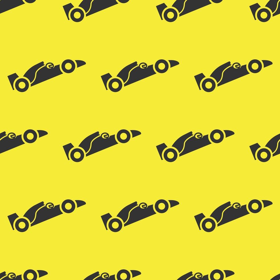 seamless pattern two color formula one car icon with yellow background vector