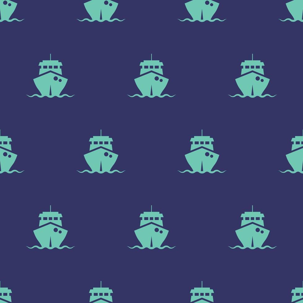 seamless pattern two color ship icon with dark blue background vector