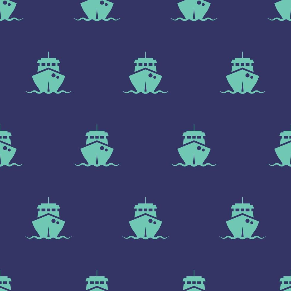 seamless pattern two color ship icon with dark blue background vector