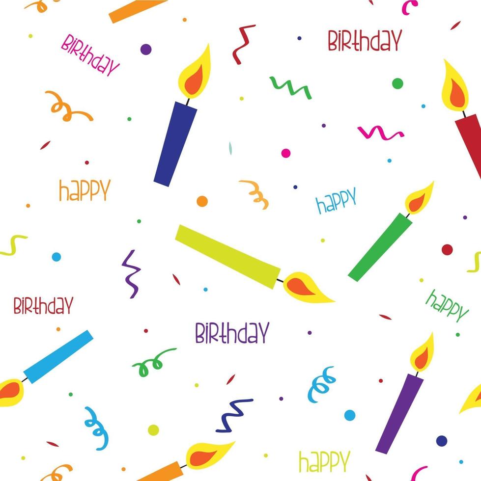 happy birthday pattern and colorful candle vector