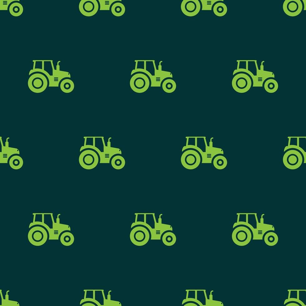 seamless pattern tractor farm transport icon with green background vector