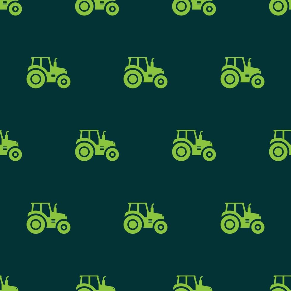 seamless pattern tractor farm transport icon with green background vector