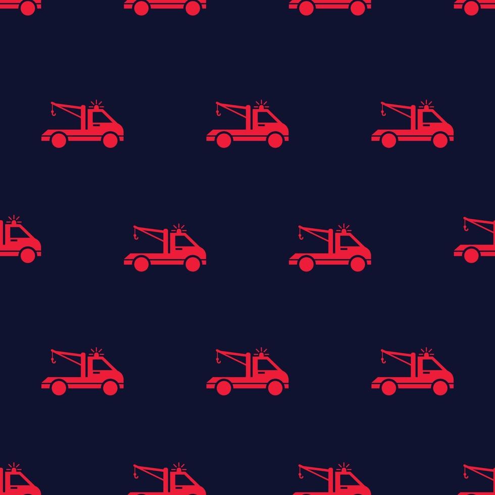 seamless pattern two color tow truck icon with dark blue background vector
