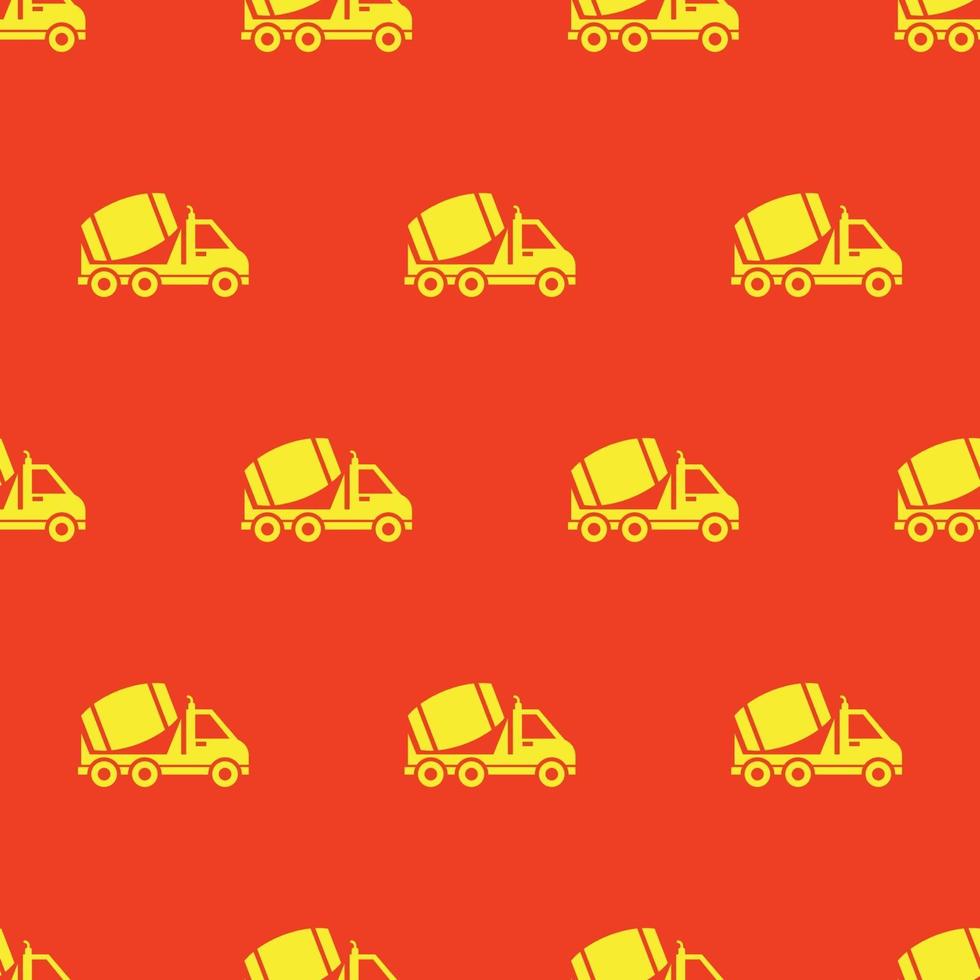 seamless pattern two color mixer truck icon with orange background vector