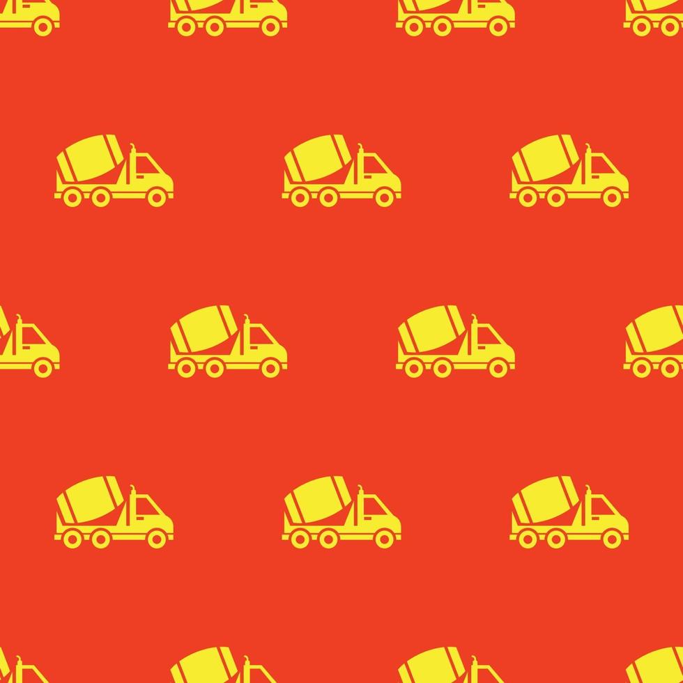 seamless pattern two color mixer truck icon with orange background vector