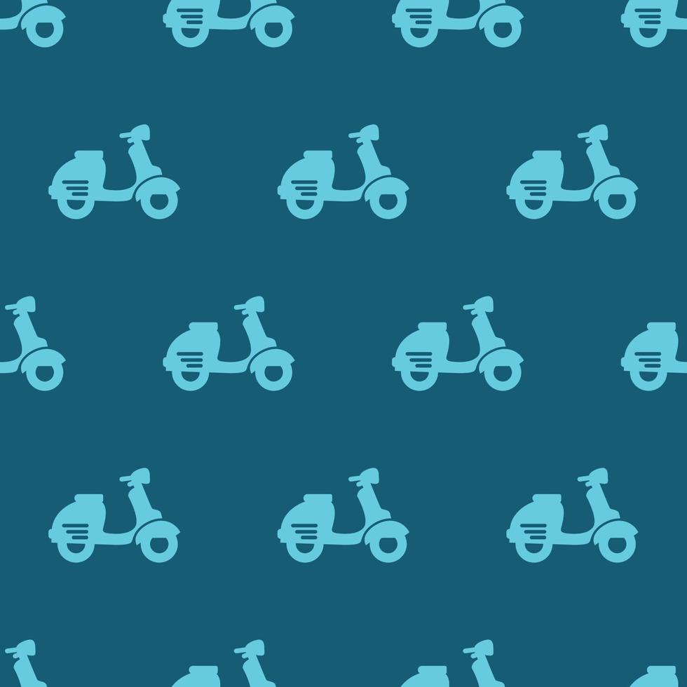 seamless pattern two color scooter icon with blue background vector