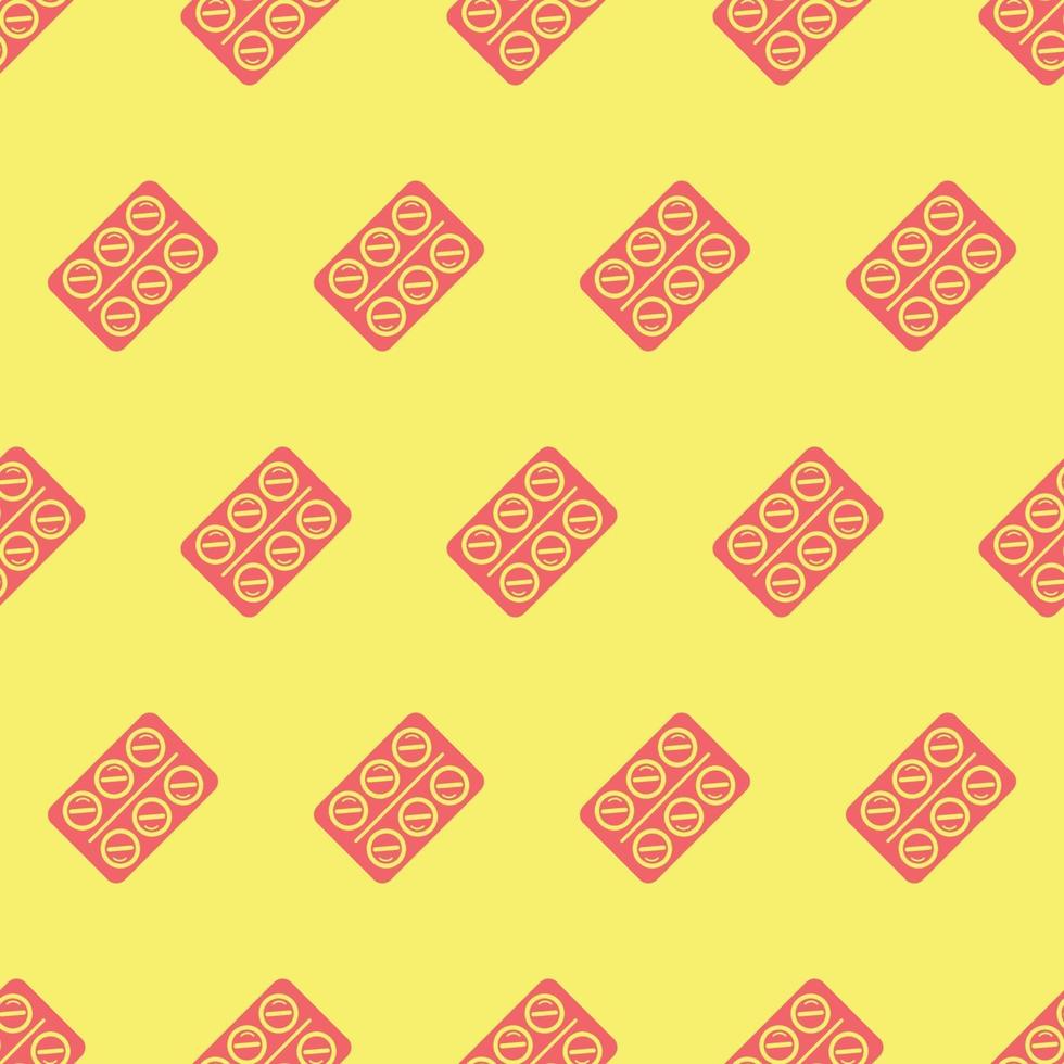seamless pattern two color aspirin icon with light yellow background vector