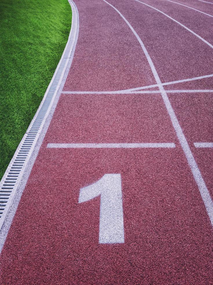 First running track in stadium. photo