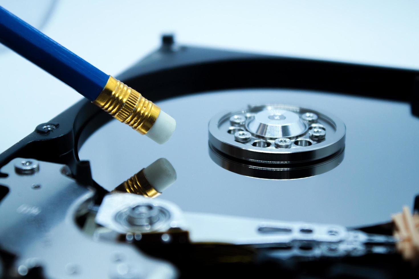 Erasing data from hard disc drive. photo