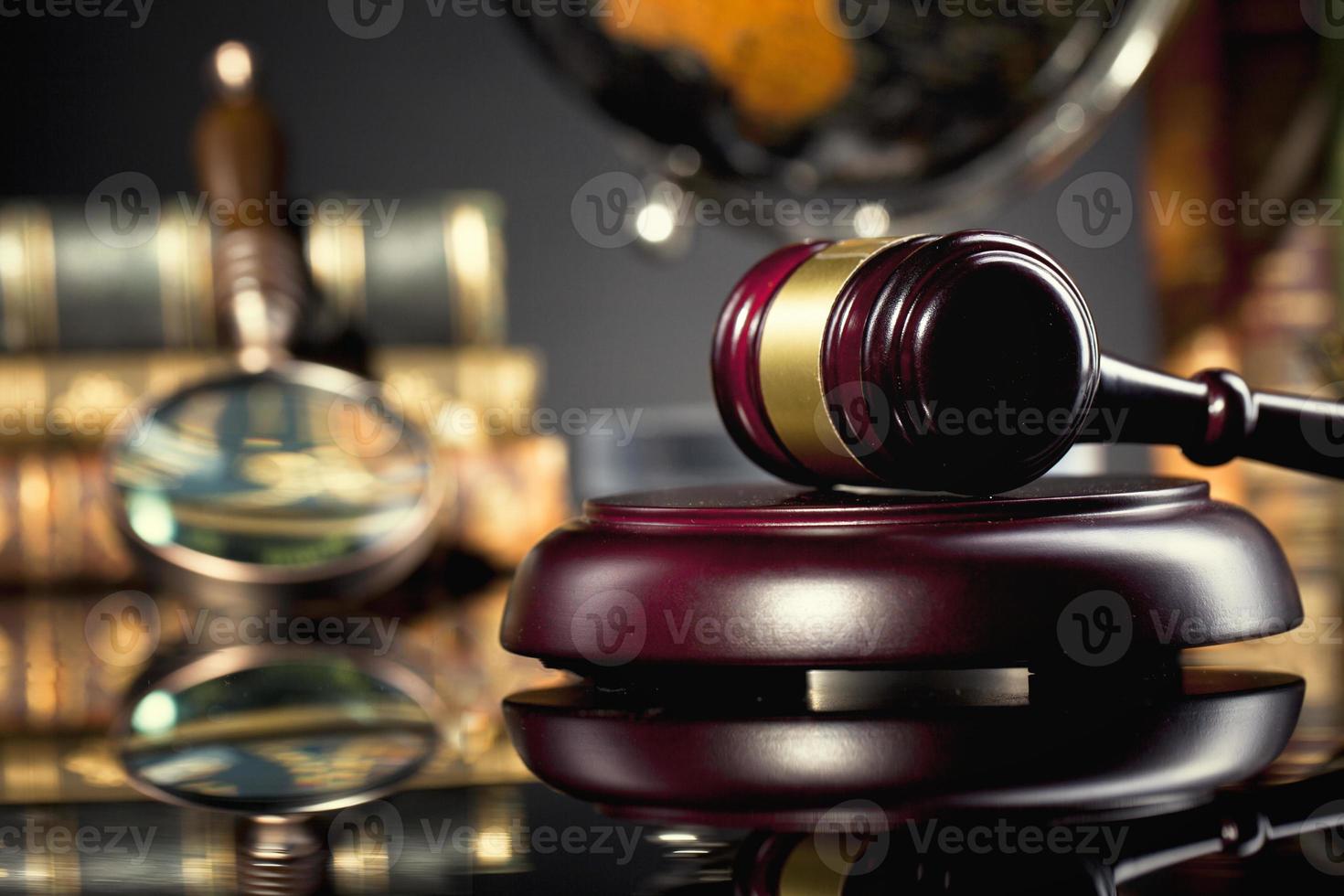 Law office concept, counselor or lawyer office items photo