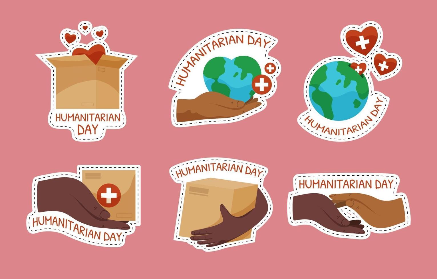 Humanitarian Day Sticker Set vector
