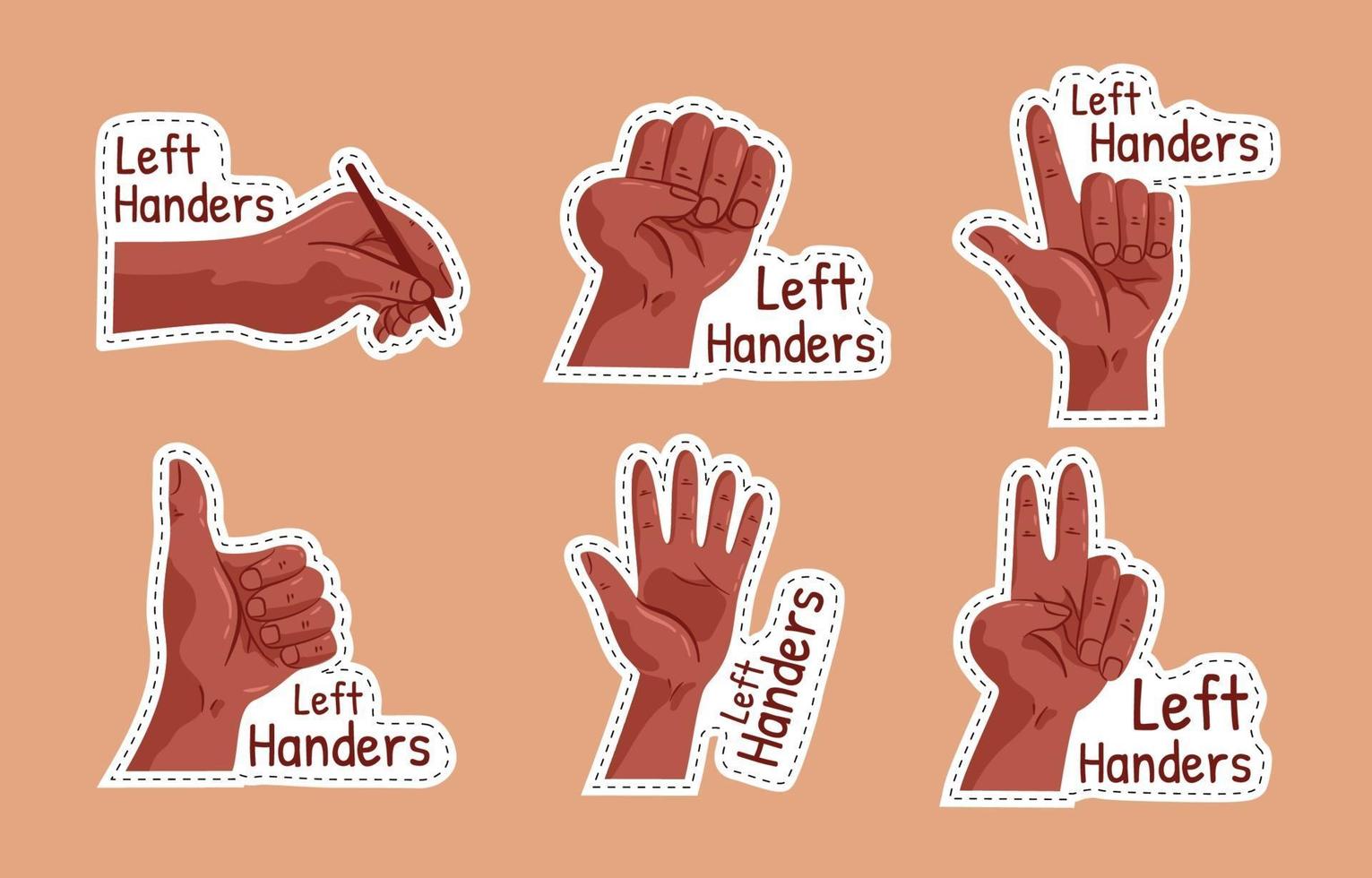 Left Handers Day Sticker Set vector