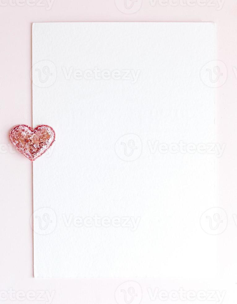 Background with copy space blank on pink background and pink glittered photo