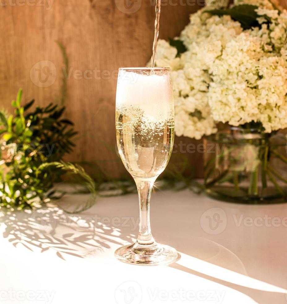 Rose blush wine in glasses. Prosecco. photo