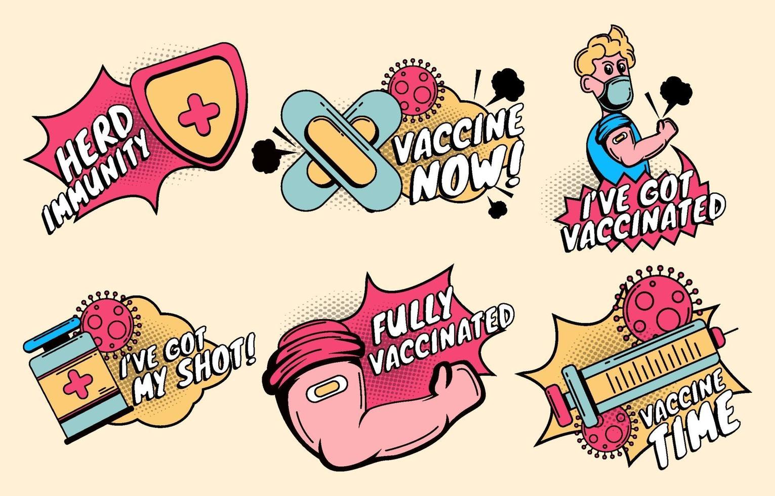 After Vaccinations Sticker Collections vector