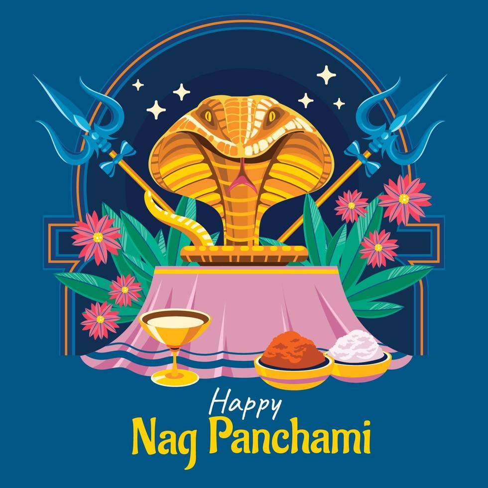 concepto de celebración india nag panchami feliz vector