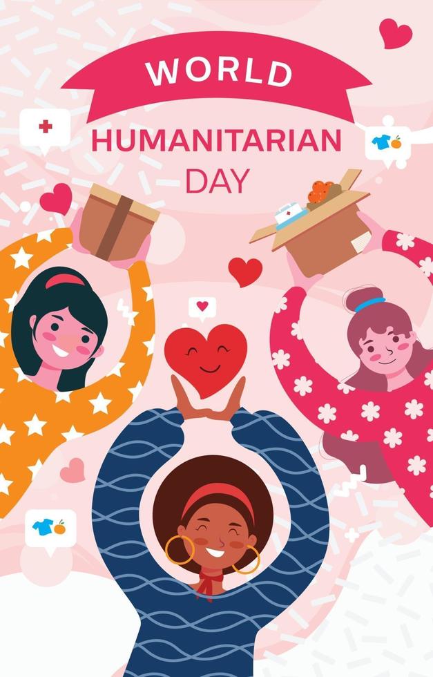 World Humanitarian Day Woman Character vector