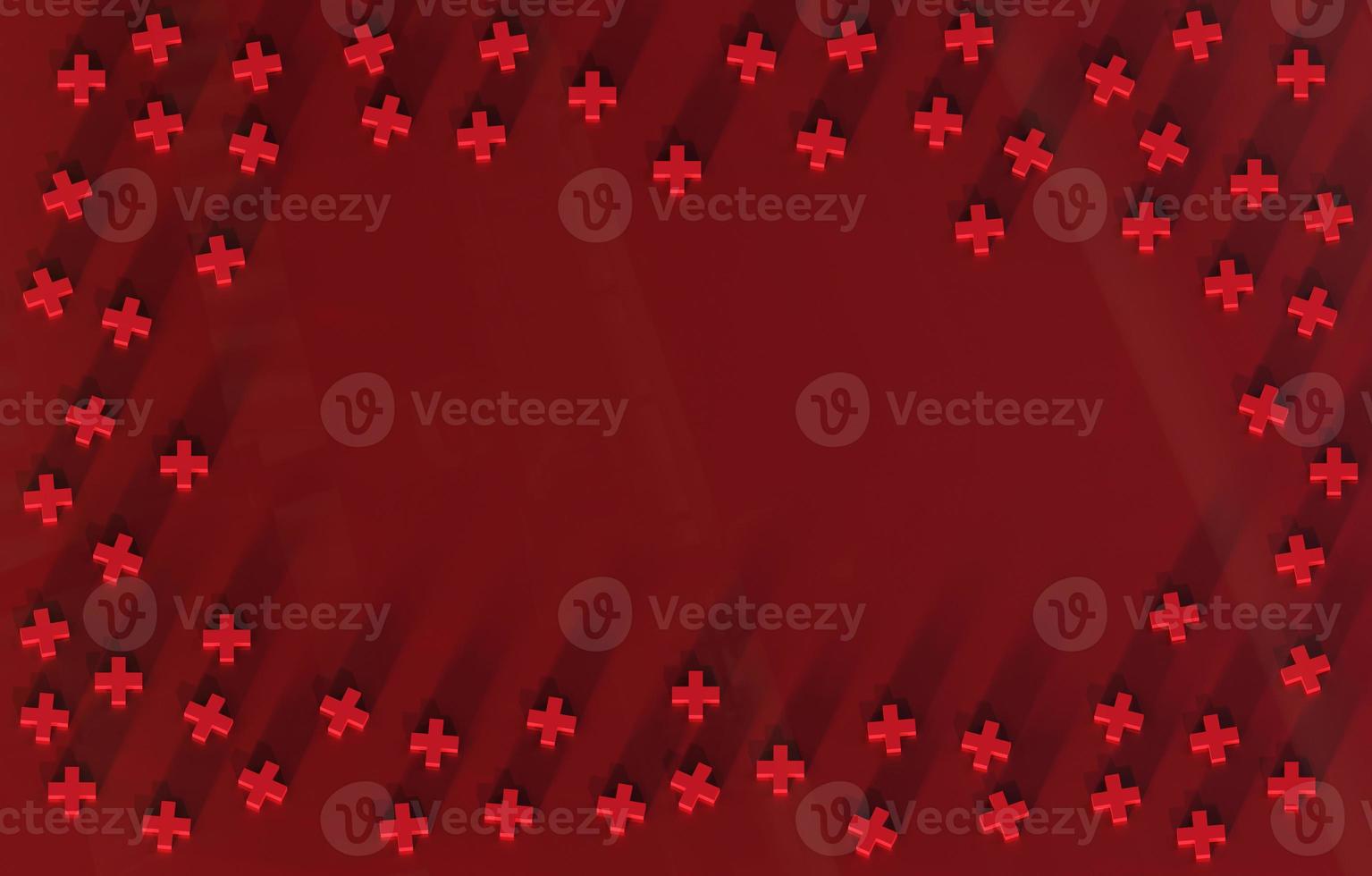 Group of Red Cross icon background. 3D rendering. photo