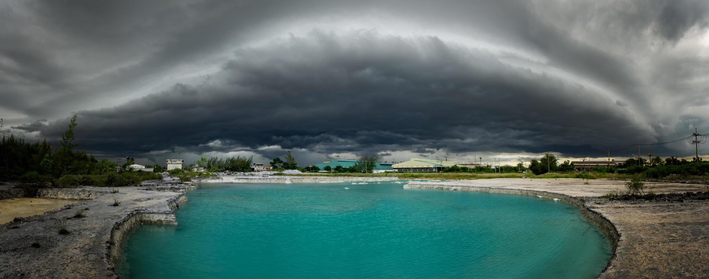 The large black thunderstorm clouds or  Arcus cloud, photo