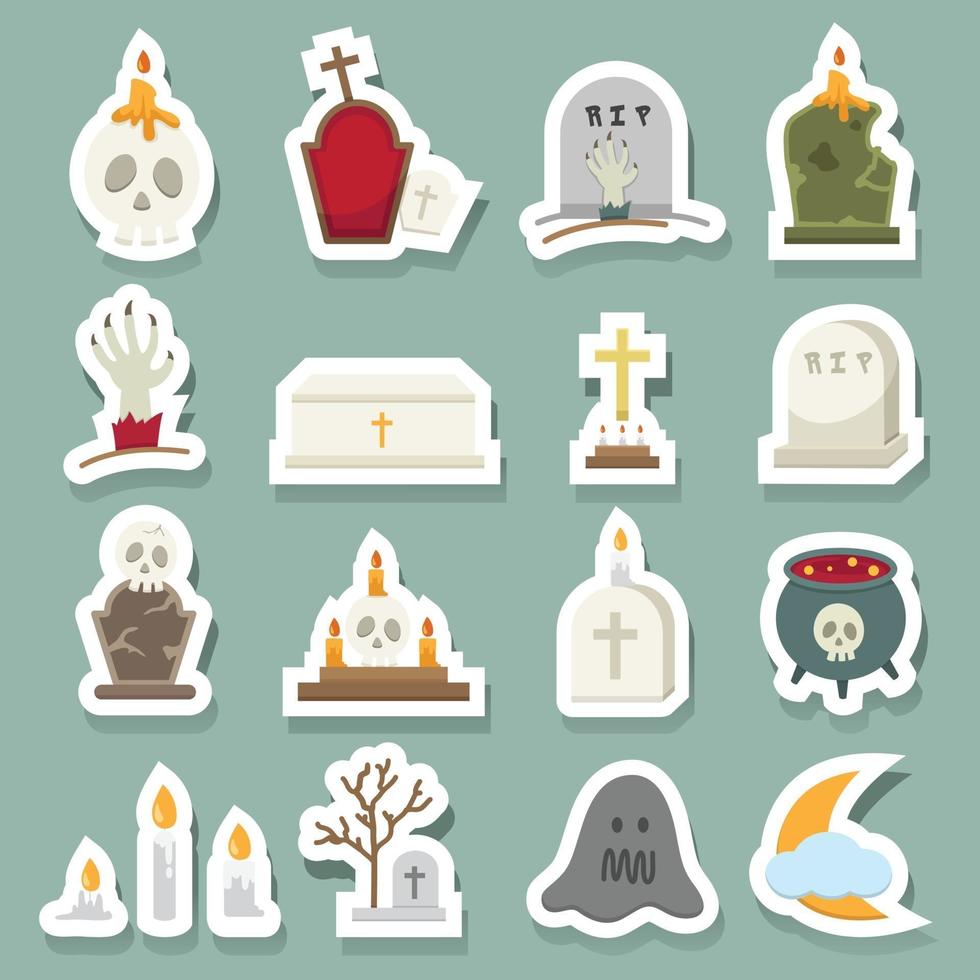 Halloween rip icons set vector