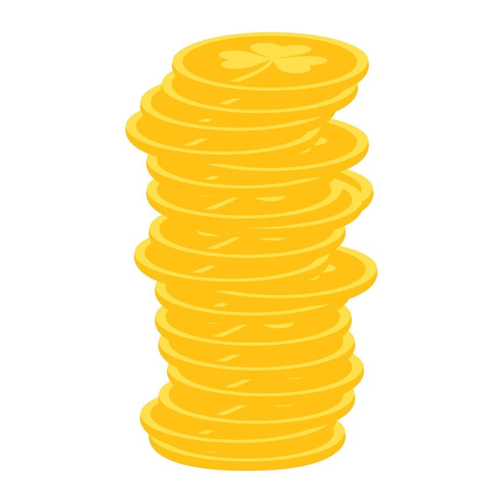Stack of gold coins in a cartoon style. Vector illustration.
