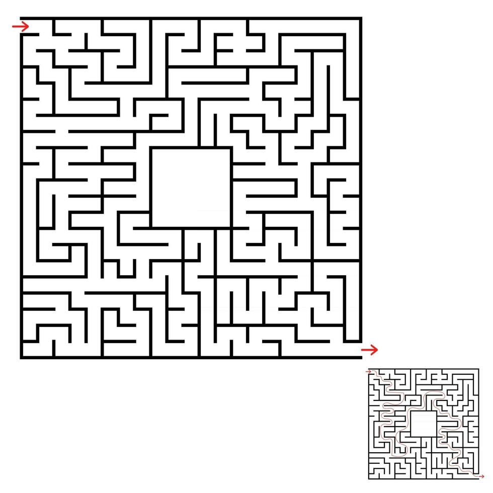 Abstract square isolated labyrinth. vector