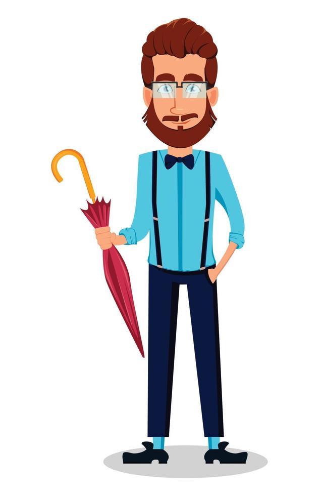 Young bearded hipster man in glasses vector