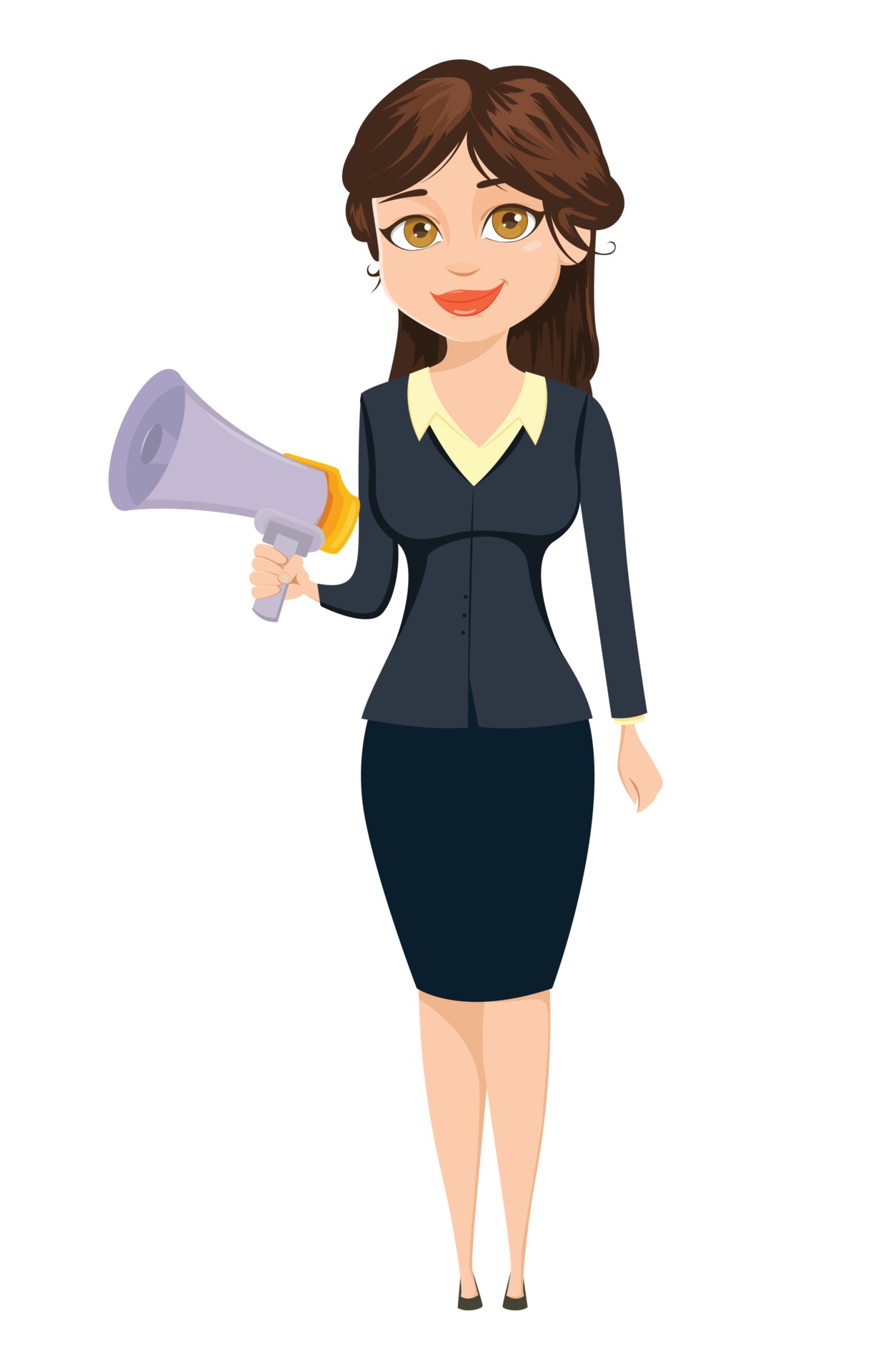 Businesswoman standing with speaker. Cute cartoon character 3105314 Vector Art at Vecteezy Businesswoman standing with speaker. Cute cartoon character 3105314 Vector Art at Vecteezy