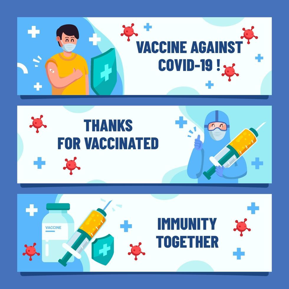 Set of Banners of Covid Vaccines vector