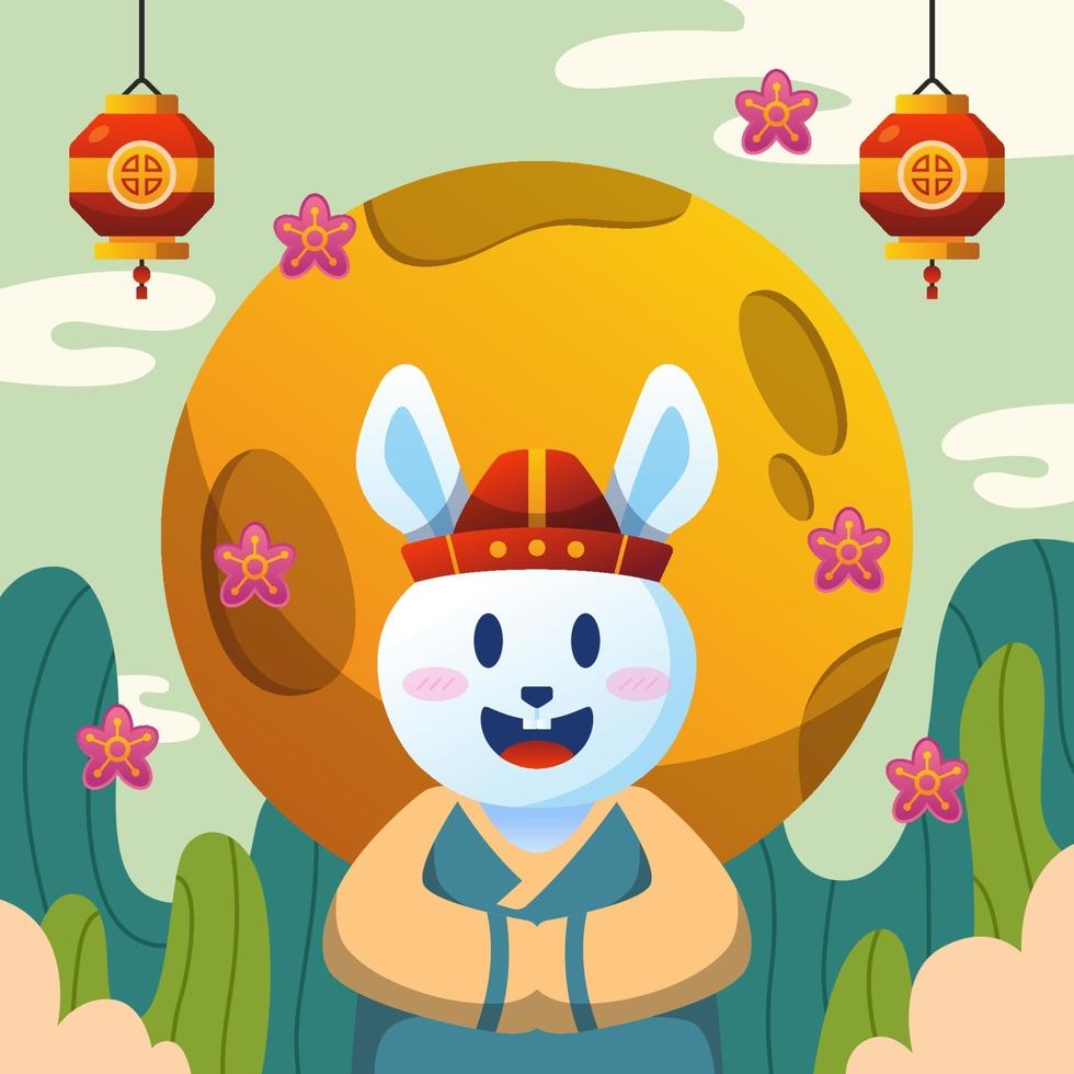 Rabbit Celebrates Chuseok Festival vector