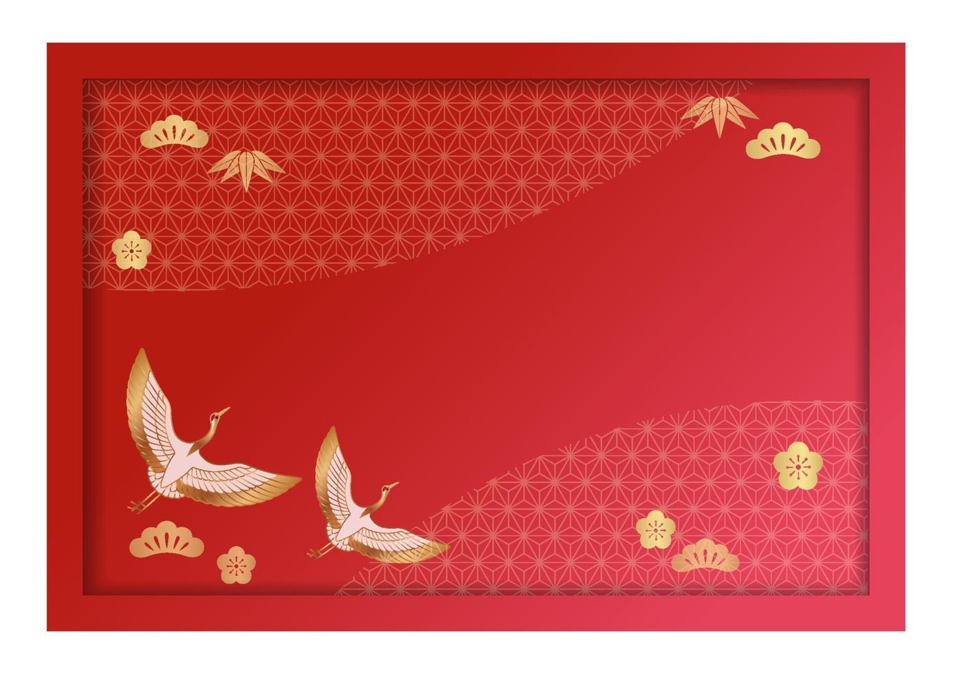 3-D Relief Frame Decorated With Japanese Vintage Patterns. vector