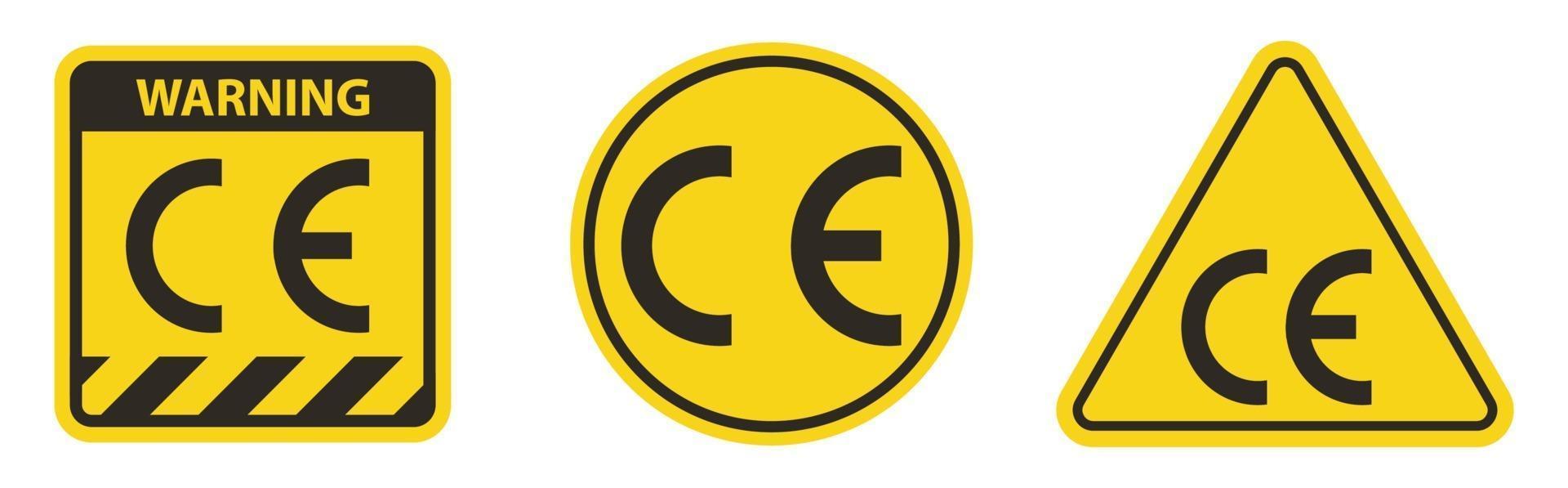 Signo de símbolo de marca CE sobre fondo blanco. vector