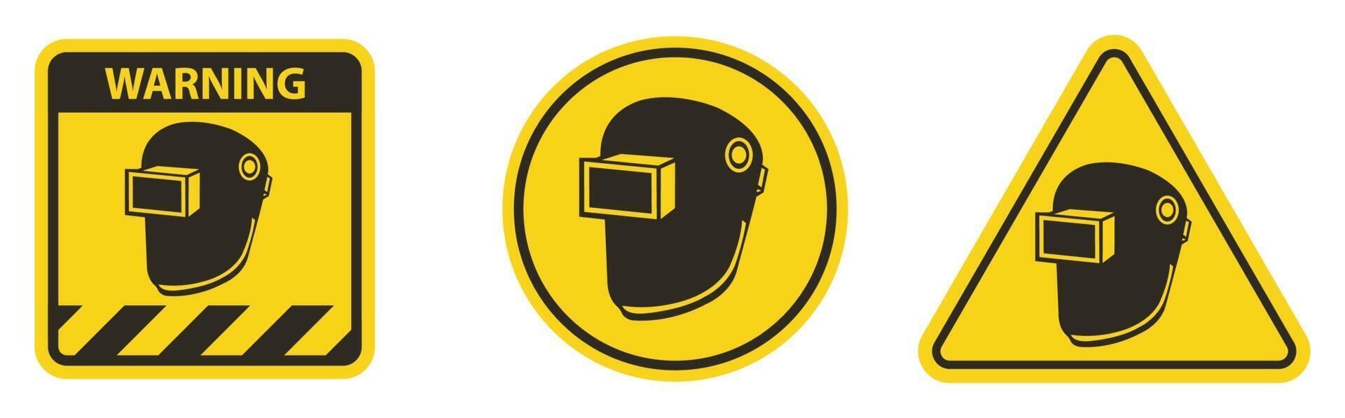 Símbolo usar casco de soldadura aislar sobre fondo blanco. vector