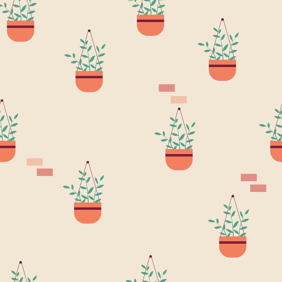 Seamless pattern with hanging plant vector