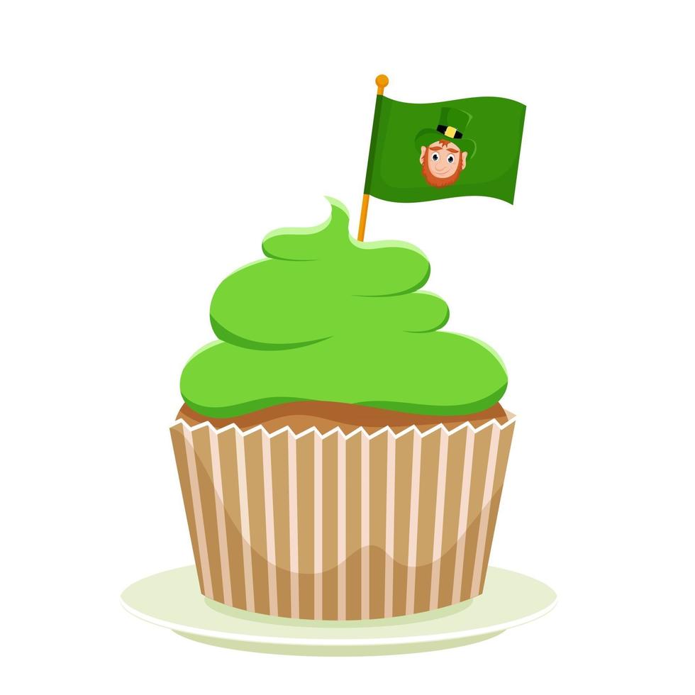 Cupcake. Illustration for St. Patrick's Day. Cartoon style vector