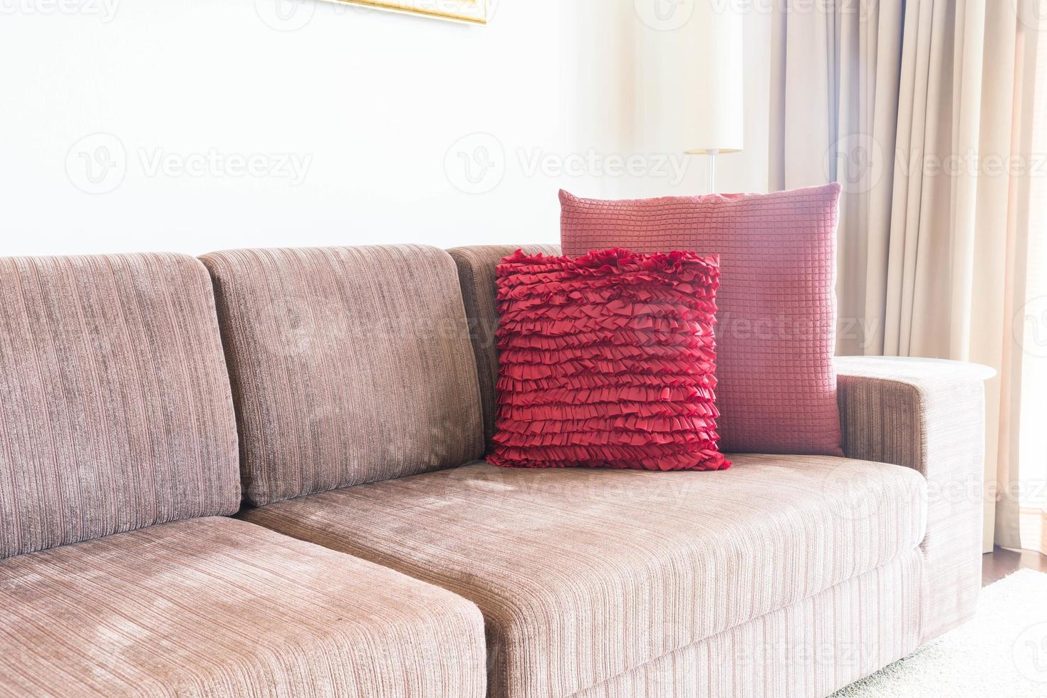 Beautiful pillow on sofa decoration in living room photo