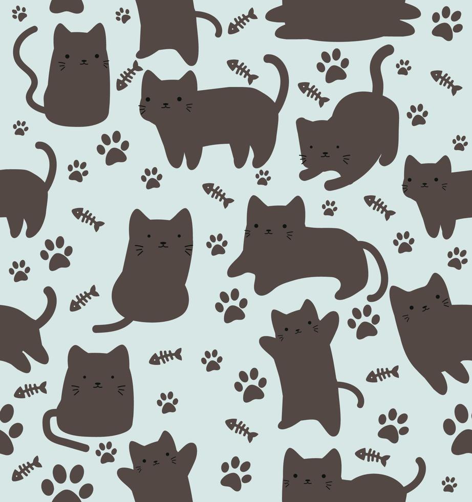 cartoon cats  doodle in diferent style seamless pattern vector